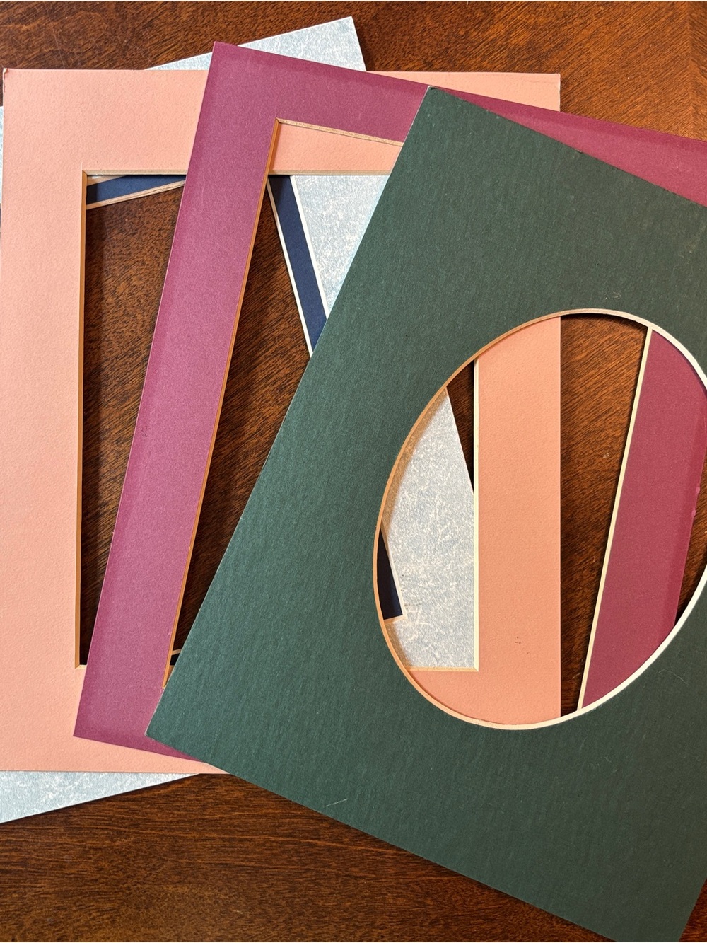 Assorted 5x7 Decorative Mat Boards in Green, Mauve & Peach